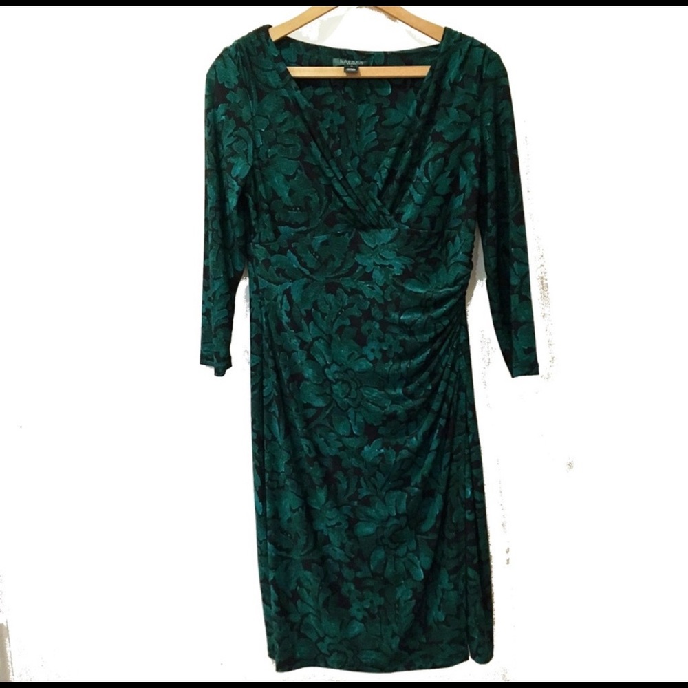 Ralph Lauren green floral wrap dress